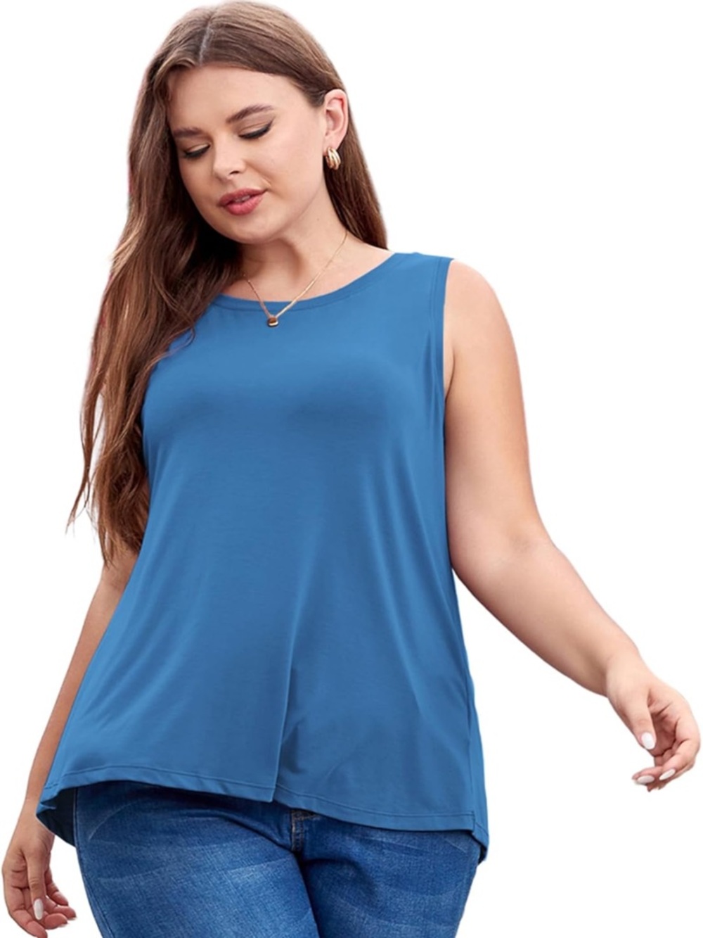 Sleeveless Plus-Size Top in Blue